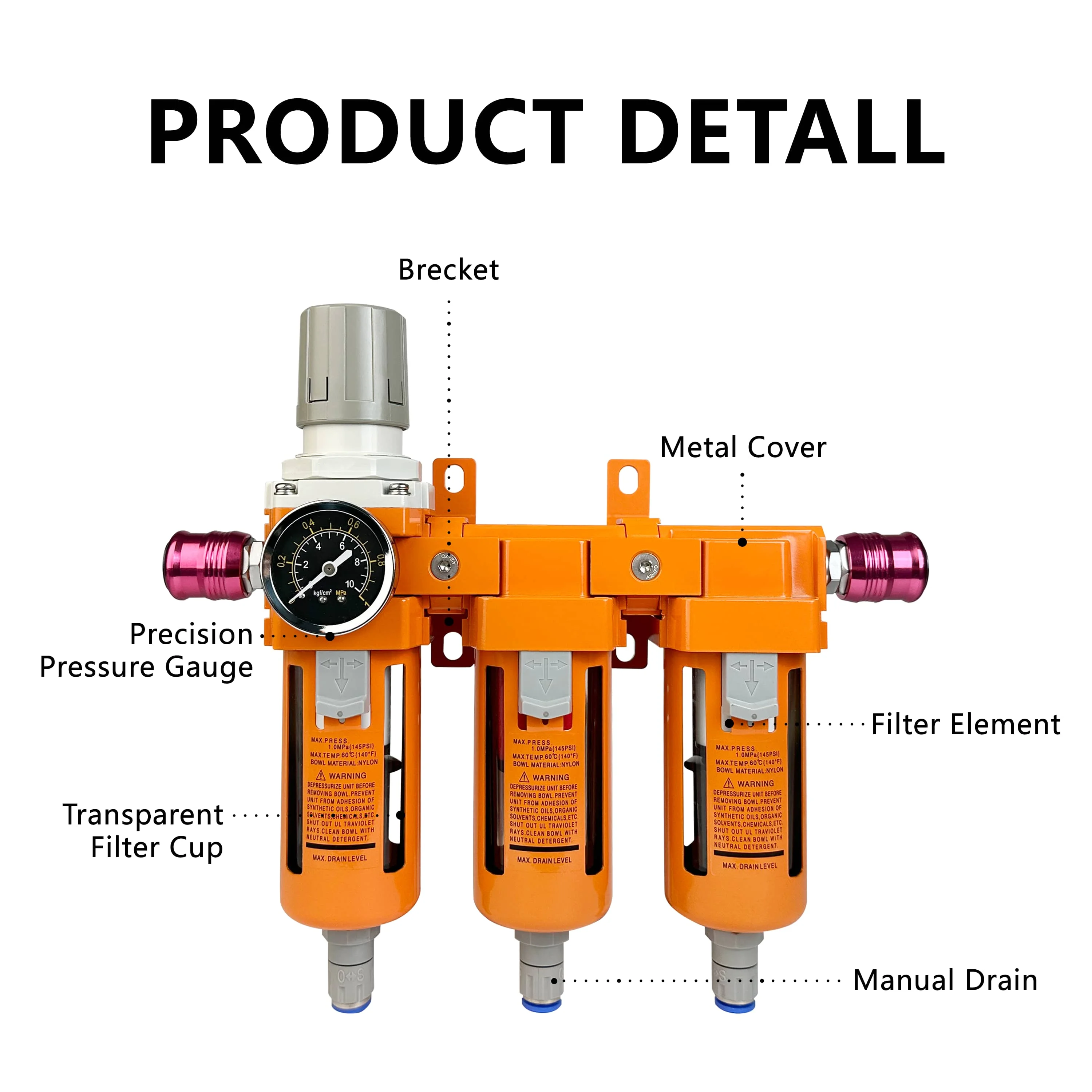 Pro. Automobile Paint Booth Paint Water&Oil Separator, High-Precision Air Pump Regulating Valve, Air Compressor Automatic Filter