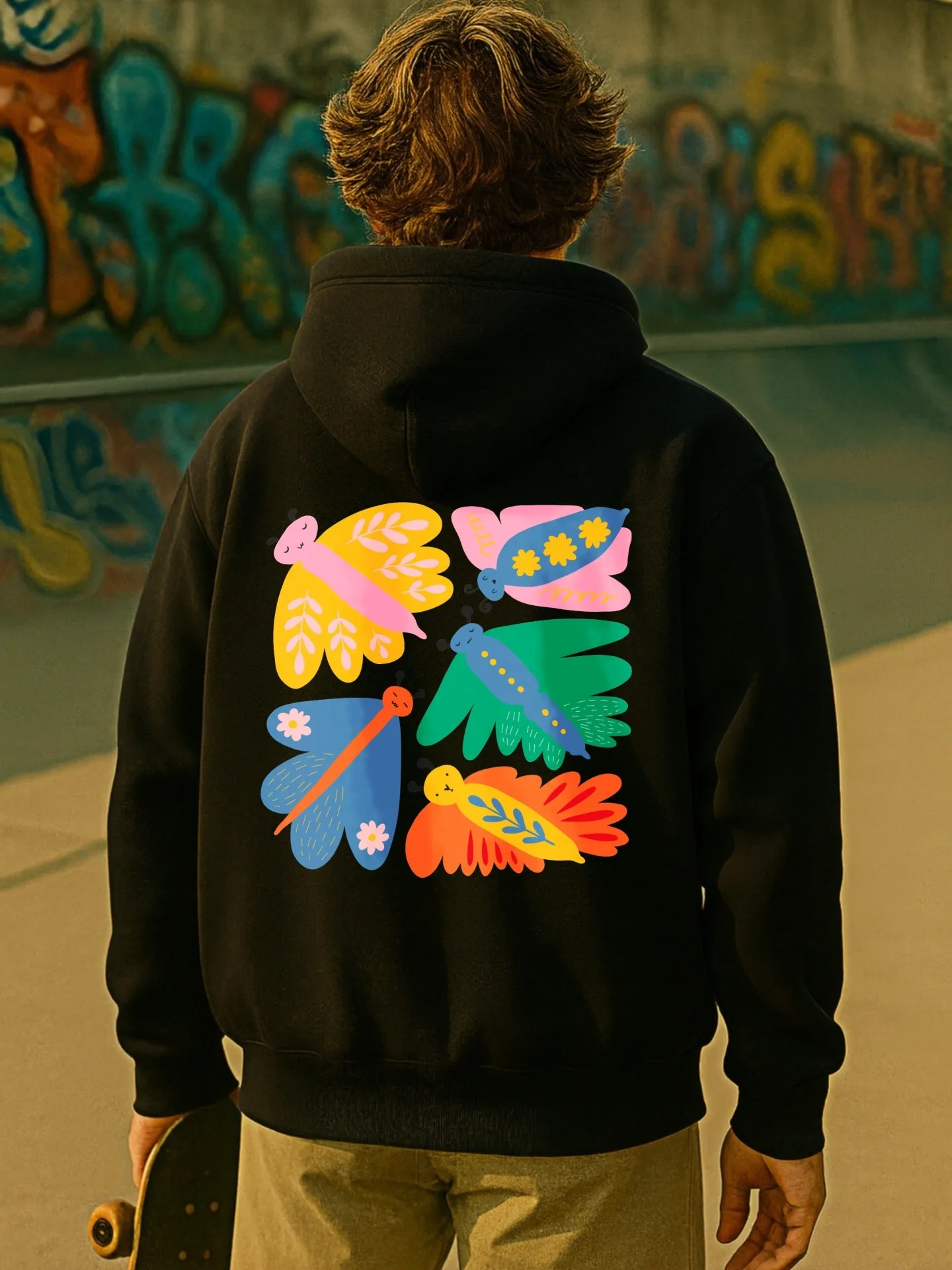 هوديي جرافيك للرجال، طباعة كرتونية، نمط كاجوال، صوف، للشباب، للارتداء اليومي