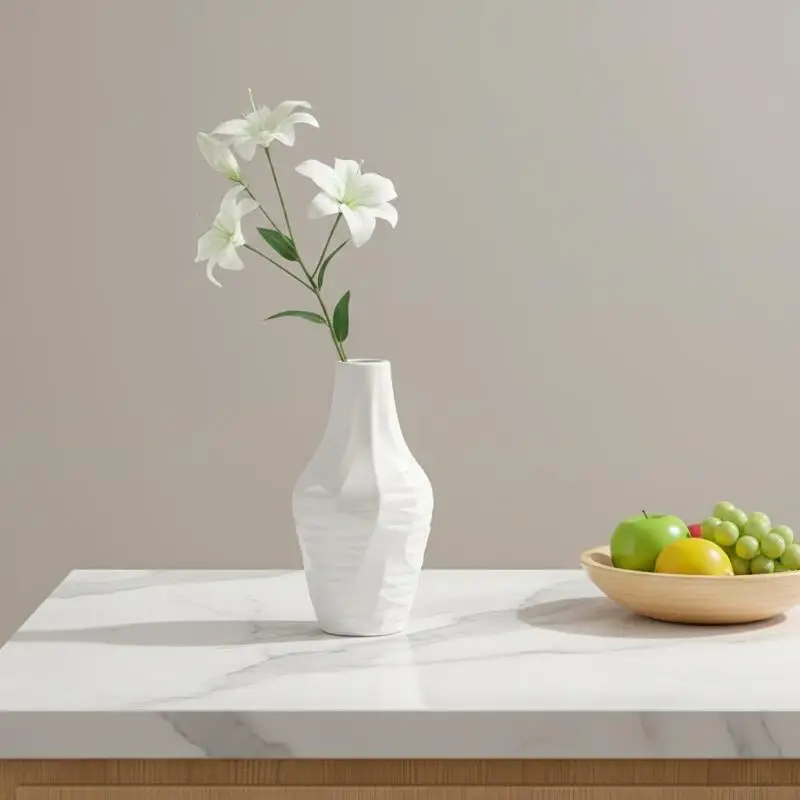 Simple Plastic Imitation Ceramic Vase Home Decoration Vase Decoration Crafts Solid Color Flower Arrangement Vase Flower Bottle