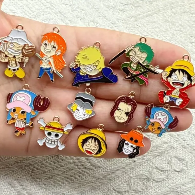 10pcs Cartoon Luffy Zoro Decorations Cute Alloy Pendant Anime Figures DIY Creative Fashion Jewelry Accessories Gift