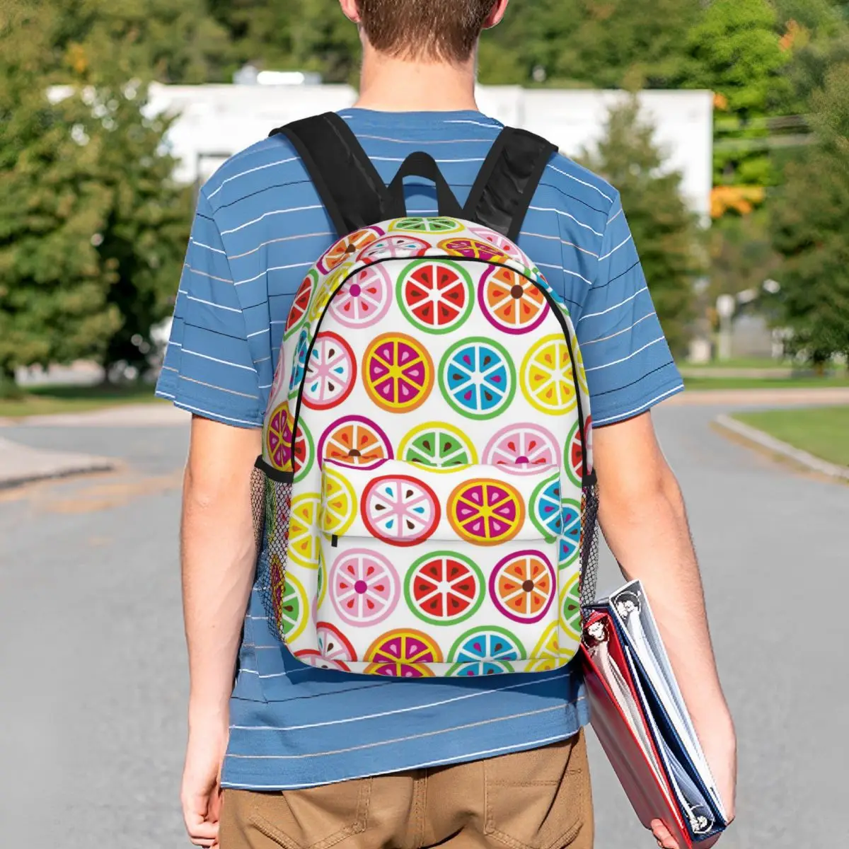 Colorful Lemon Pieces Pattern Backpack Student BookBag Kids School Bag Computer Shoulder Bags for Men Women