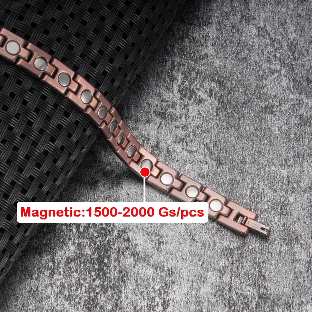 Vinterly Magnetic Bracelets for Women Vintage Pure Copper Magnet Therapy Health Energy 20.5cm Chain Link Jewelry Femme Gifts