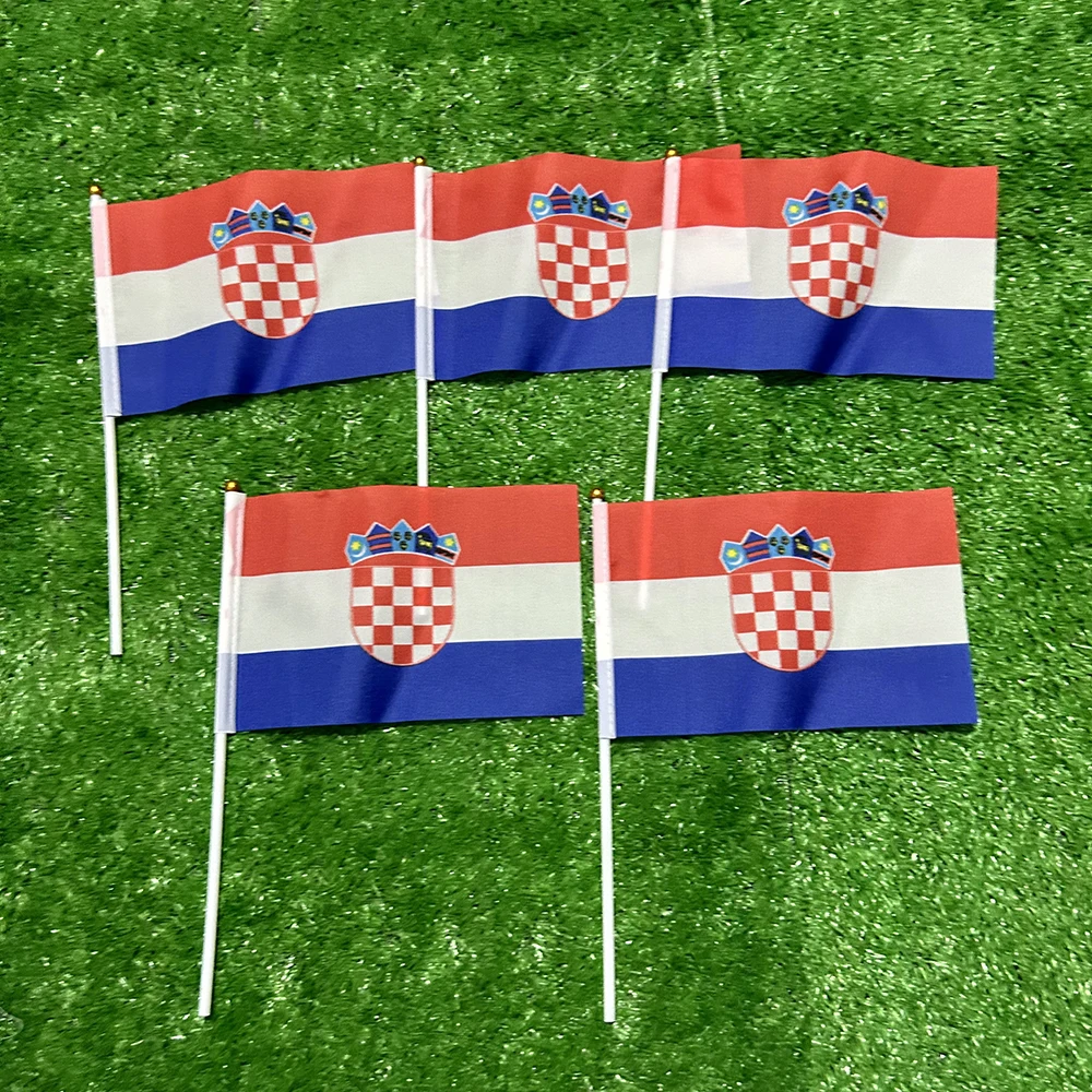 علم السماء كرواتيا علم اليد 10/20/50/100 قطعة 21*14 سنتيمتر كرواتيا اليد يلوحون أعلام مع عمود بلاستيكي للنشاط الرياضي ديكور المنزل #1