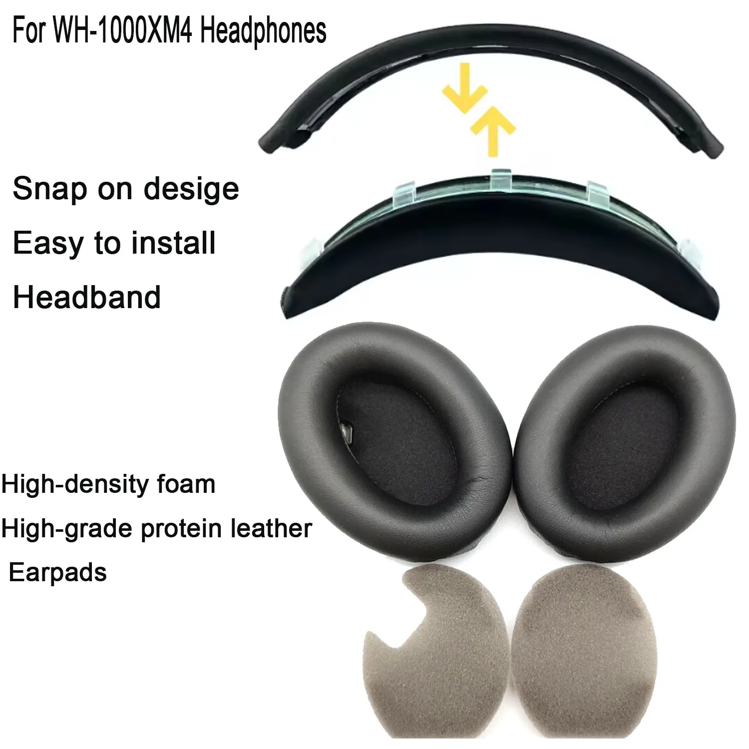 Сменные амбушюры 1000XM4, повязка на голову с защелкой для наушников Sony WH-1000XM4, амбушюры из пены с эффектом памяти, подушки WH1000XM4, простая установка