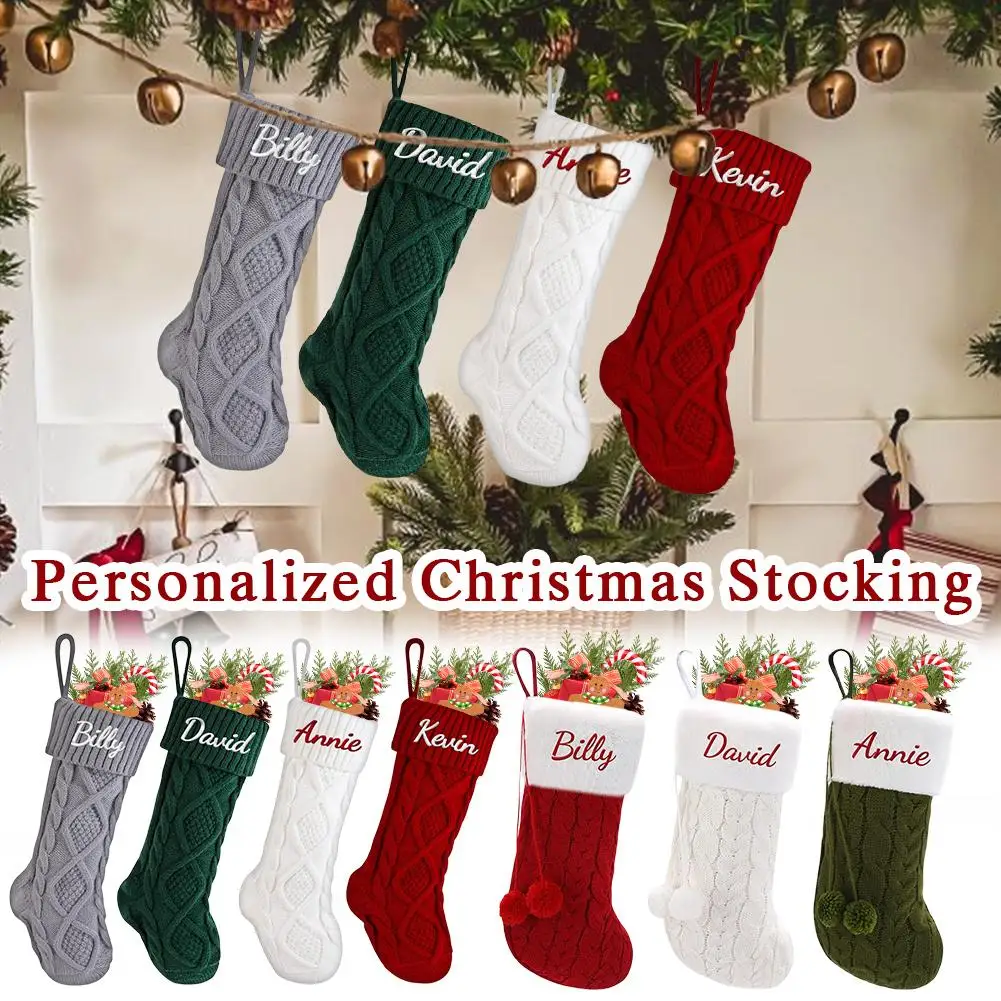 1pc 18” Custom Name Family Christmas Stocking Personalized Monogram Stocking Gifts Stockings Stocking Christmas Christmas D3W8