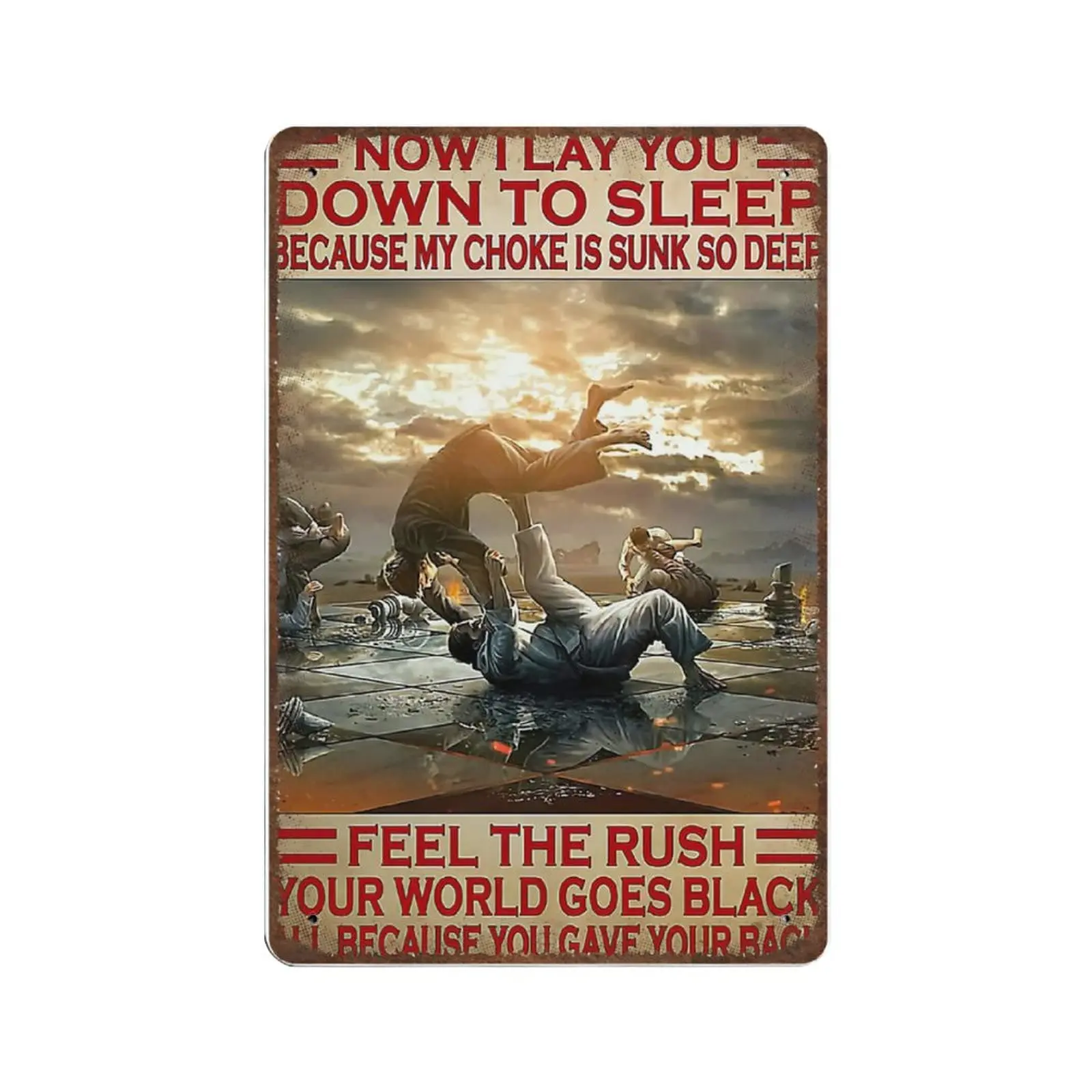 Durable Thick Collectable Metal Sign,Jiu Jitsu Tin Sign,Gift for Jiu Jitsu Lover Vintage Jiu Jitsu Poster,Novelty Signs for sign