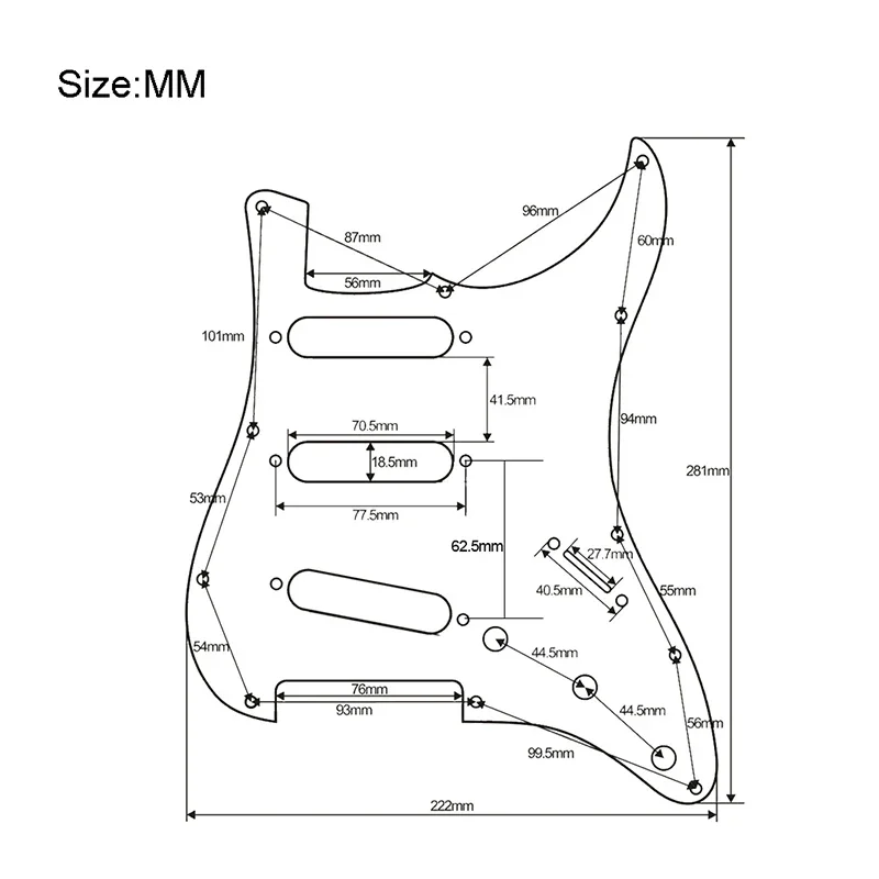 3 Ply 11 Holes SSS Guitar Pickguard Anti-Scratch Plate+ Spring Cover Back For ST FD Electric Guitar Multi-Color