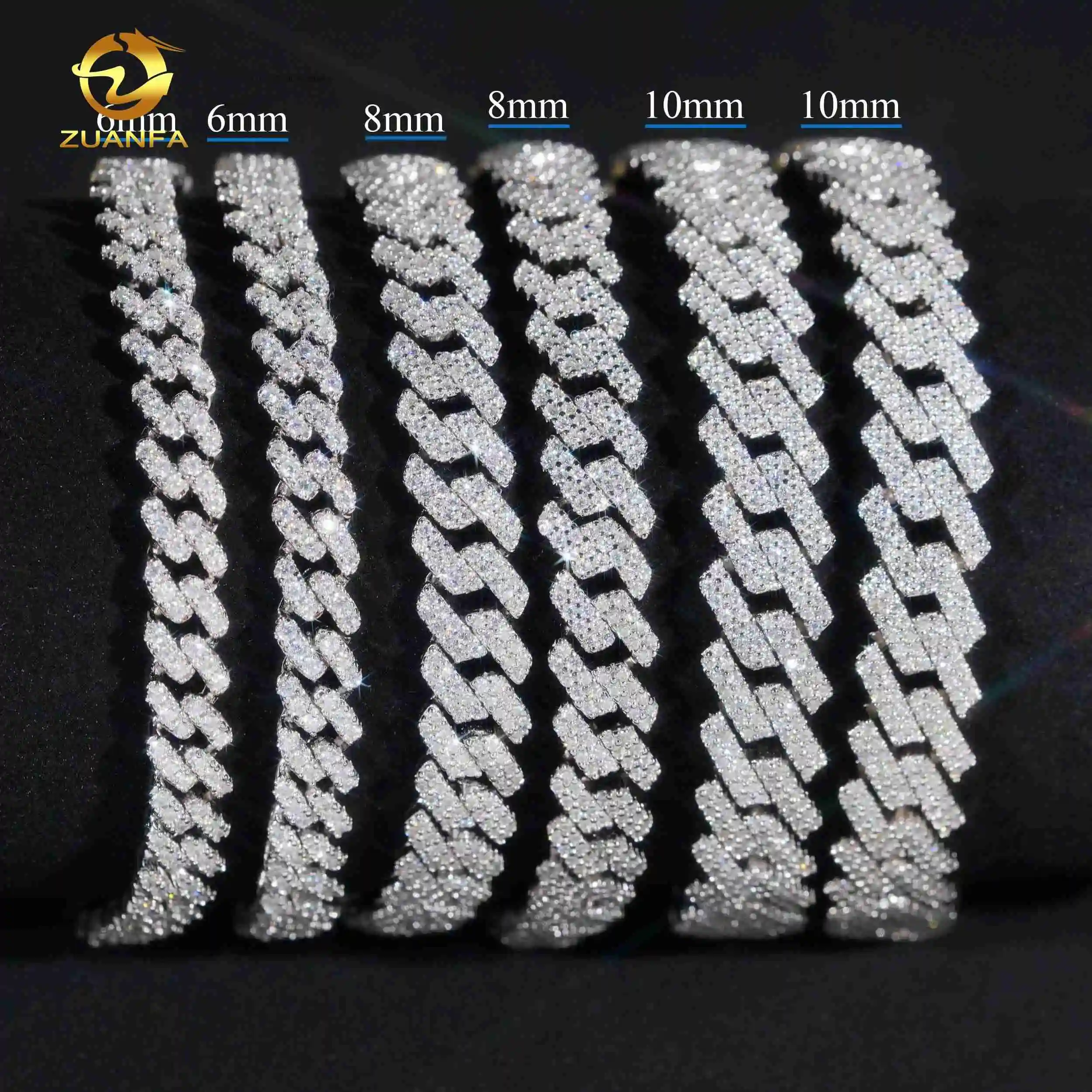 Sale Hot Fine Jewelry Bracelet S925 Sterling Silver Rhodium Plated Moissanite Lab Diamond Men Cuban Link Bracelet..