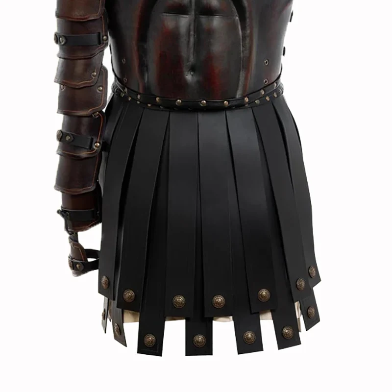 

Greek Roman Legion Gladiator PU Leather Battle Skirt Medieval Warrior Cosplay Costume Men Women Belt Armor Party Club Props LARP