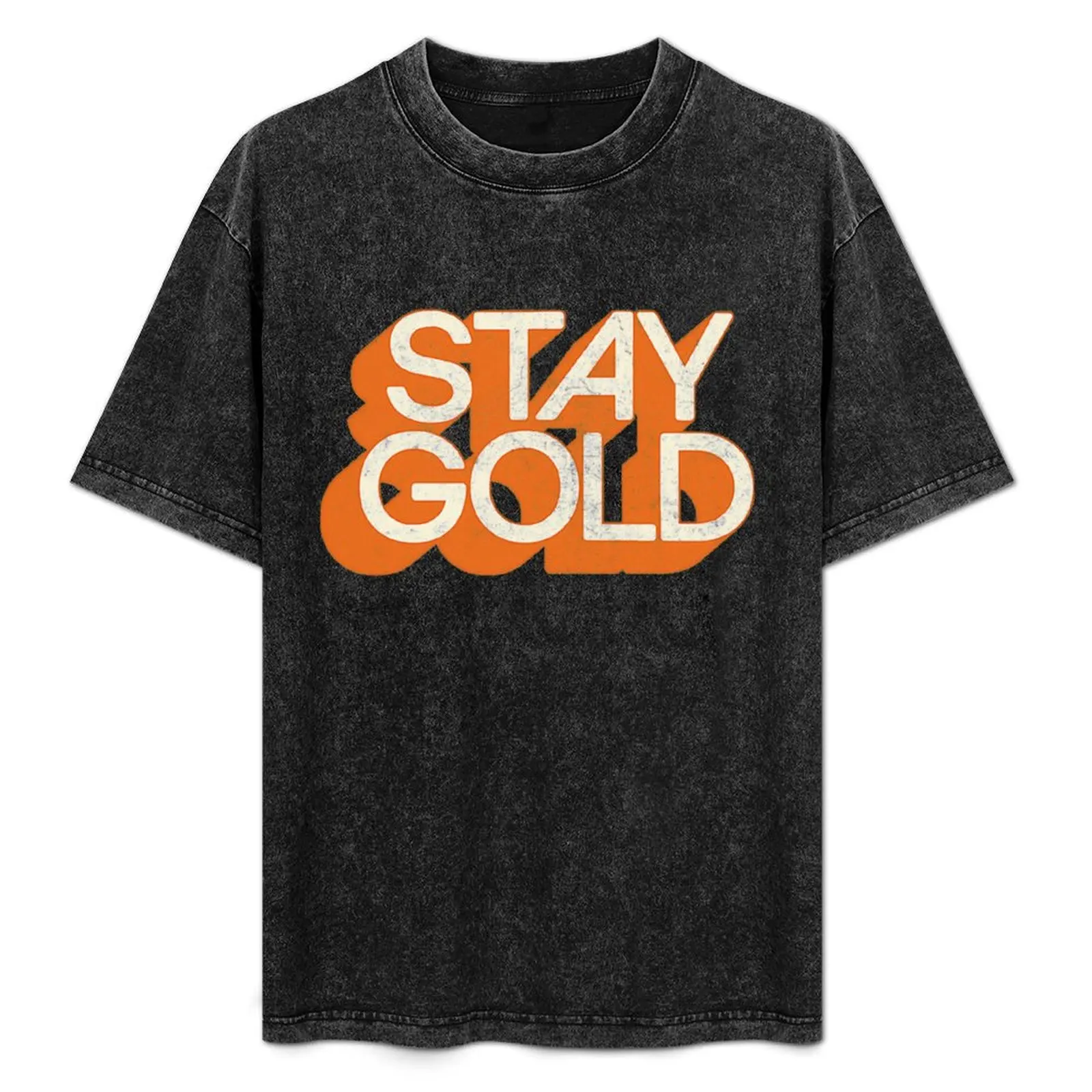 STAY GOLD ///// Retro Faded Original Typography Design T-Shirt Work Basic Short Sleeve Top