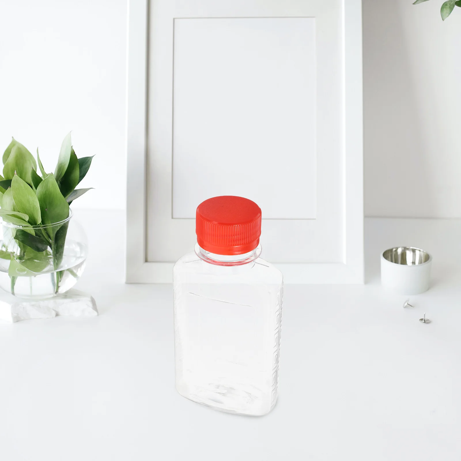 

6 Pcs Transparent Empty Bottle with Cap Clear Water Juice Bottles Beverage Plastic