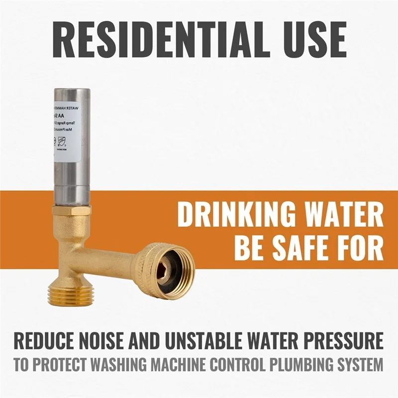 A61Z Deals Water Hammer Arrestor, 3/4Inch NPT Thread For Washing Machine, Laundry Pipe, Washer,Hammer Arrestor (2-Pack)