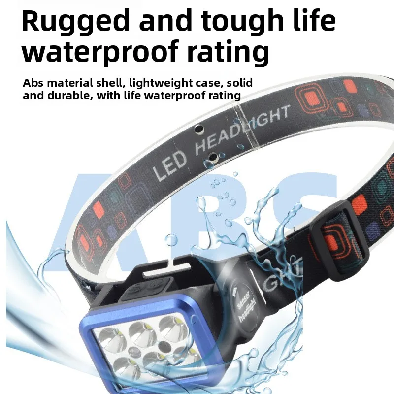 LED Sensor High-Brightness Headlamp Type-C Rechargeable Night Running Fishing Lightweight Mini Headlamp Long Battery Life