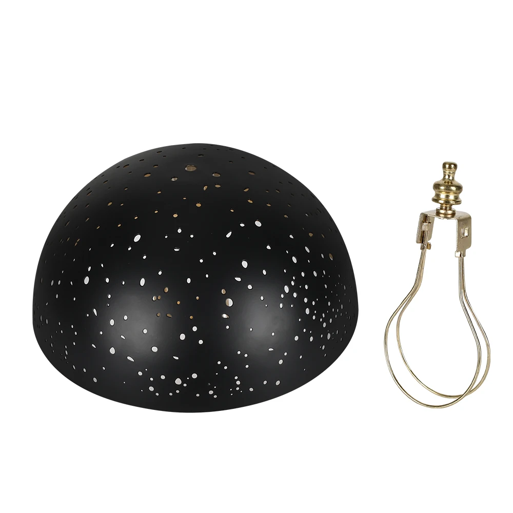 

1pc 8*8*3.93" hemispherical starry style metal lampshade with gold clamp, chandelier, table lamp, wall lamp, black gold