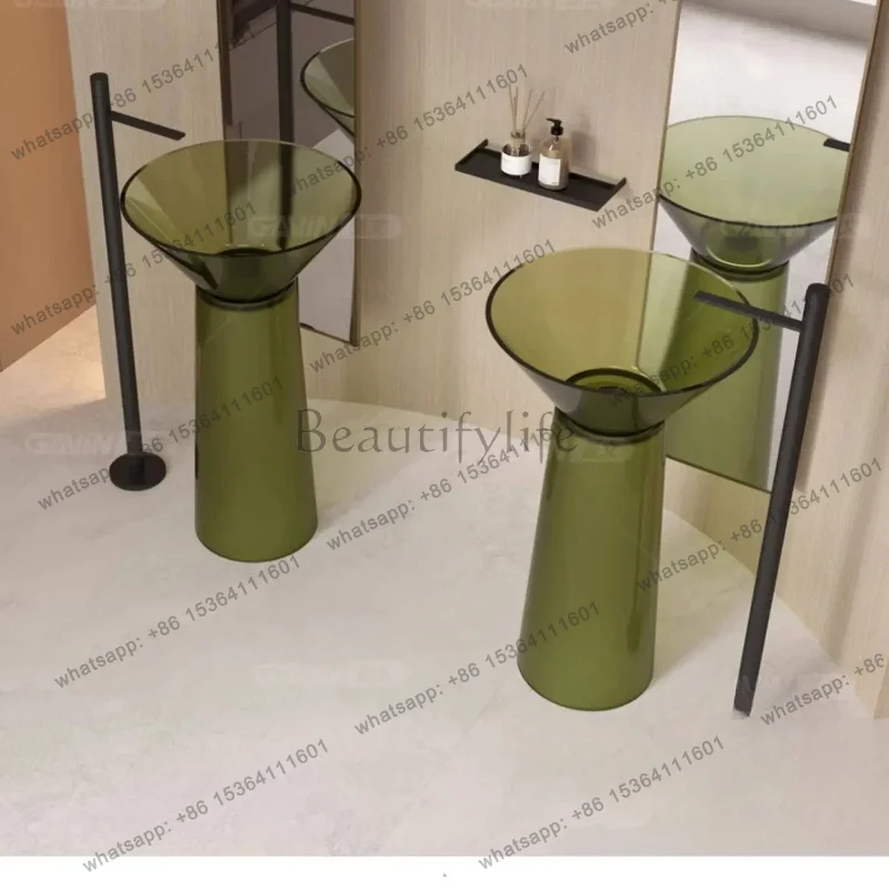 PG Floor-to-ceiling column basin art bathroom washbasin transparent color vertical washbasin customization