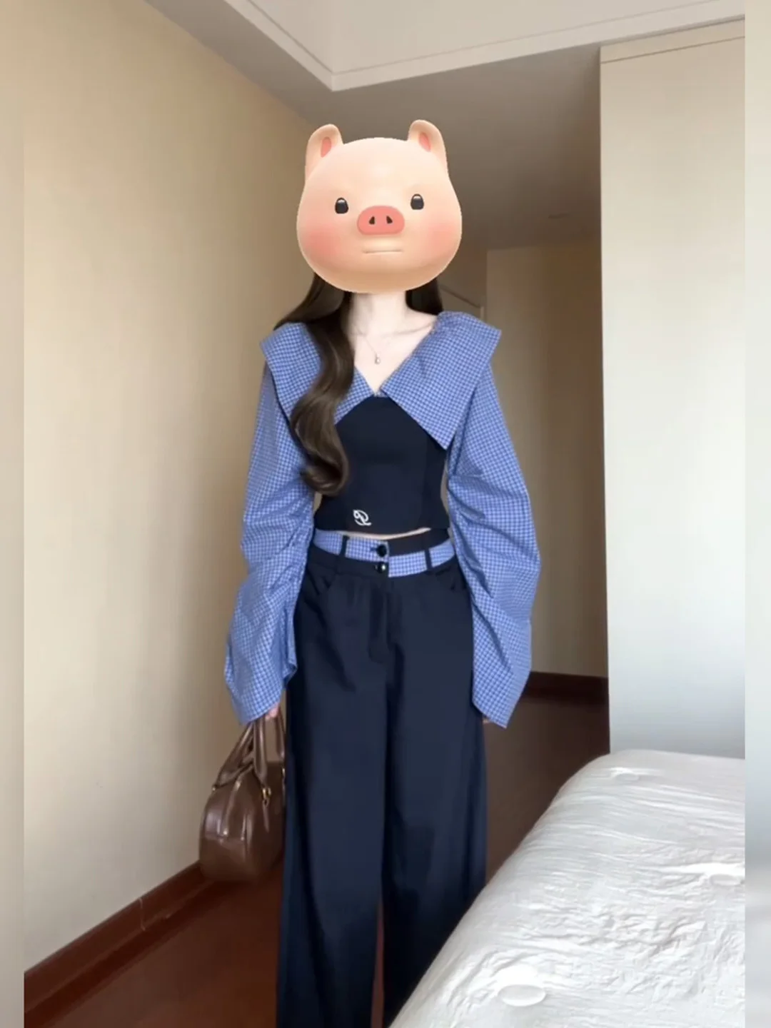 

Fashionable Korean Style Women's Outfit Set Autumn 2025 Early Season High-End Feeling Elegant Look Long Pants Short Shirt