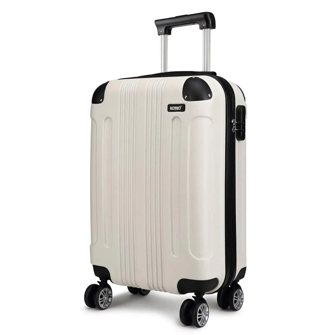 KONO Suitcase Lightweight hard case trolley suitcase with 4 twin wheels & TSA lock ABS material