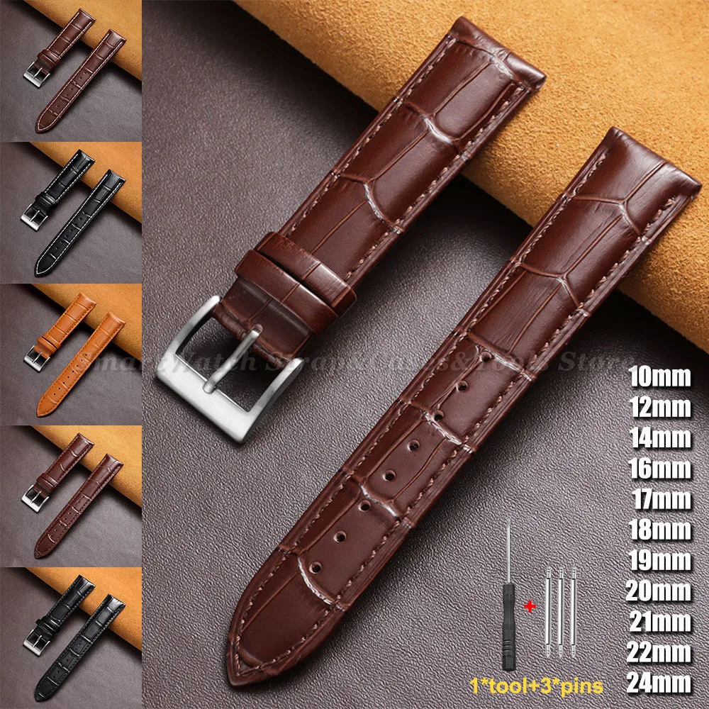 

Bamboo Pattern Leather Watch Strap Casual Leather Watch Band for Men Women 10/12/14/16/17/18/19/20/21/22/24mm Replacement Straps