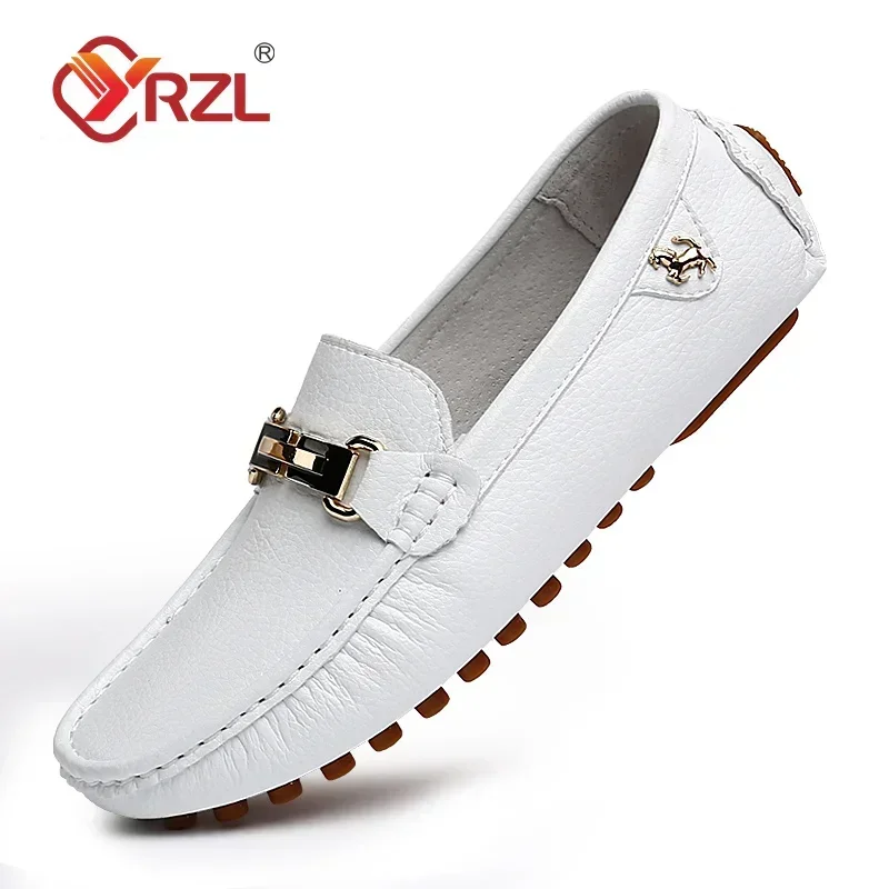 Yrzl mocassins masculinos feitos à mão sapatos de couro casual condução apartamentos deslizamento-em sapatos de luxo confortáveis mocassins para homem plus size 37-48