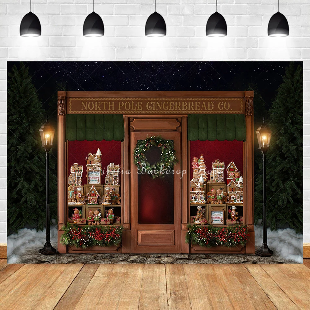 North Pole Gingerbread Photo Background Christmas Kids Portrait Photo Studio Props Family Party Photography Backdrop Cloth