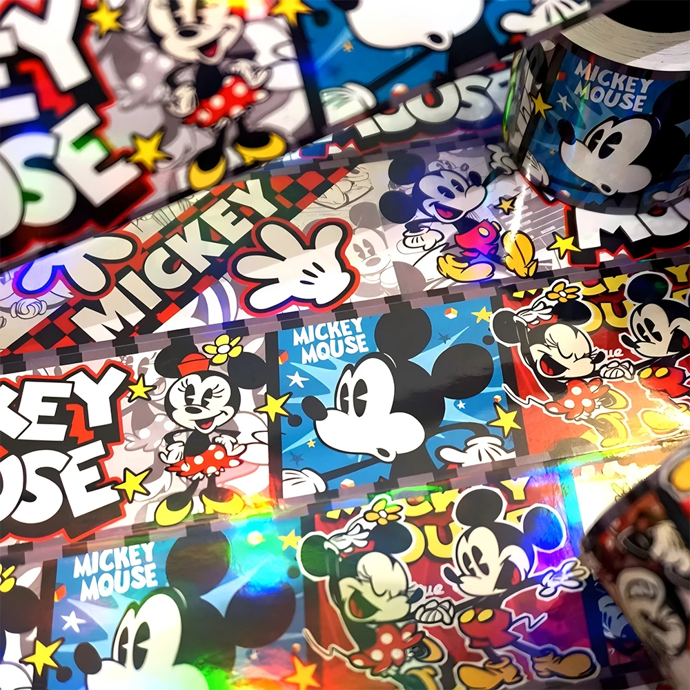 5 Metrów/Rolka Disney Anime Myszka Miki Kreskówka Taśma Laserowa Naklejki Artykuły Papiernicze Walizka Telefon Laptop Śliczne Naklejki dla Dzieci Prezent Dekoracja