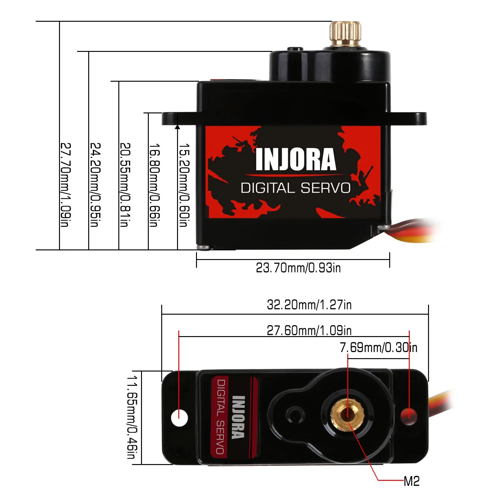 INJORA INS012G 12g Digital Servo with Mount & 15T Metal Arm for RC Car Model Axial SCX24 AX24 Upgrade Parts