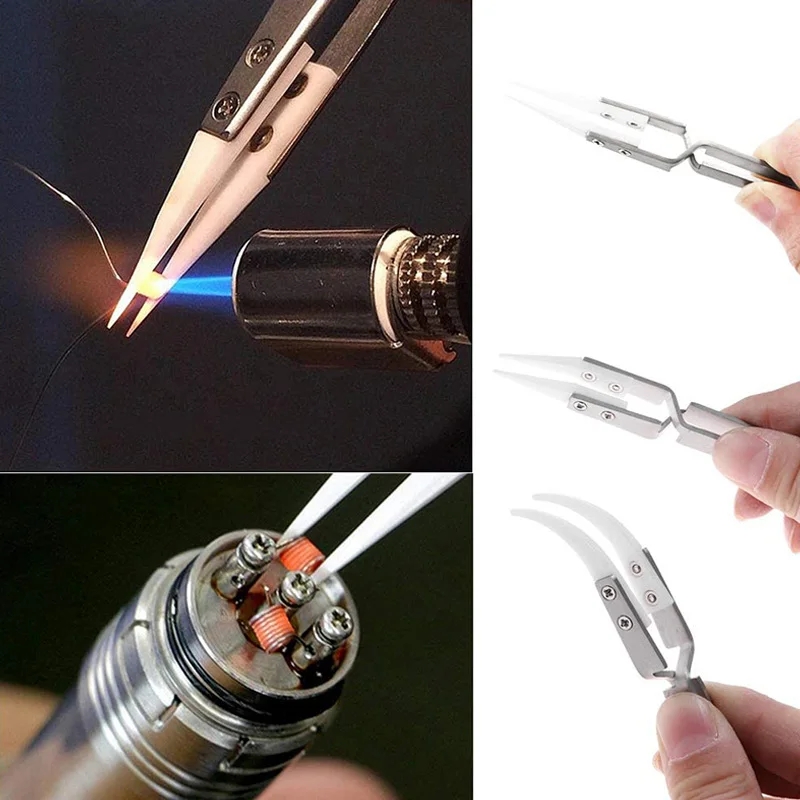 정전기 방지 세라믹 트위저 트위저 반전 트위저, 정밀 내열성 트위저, 3 팩