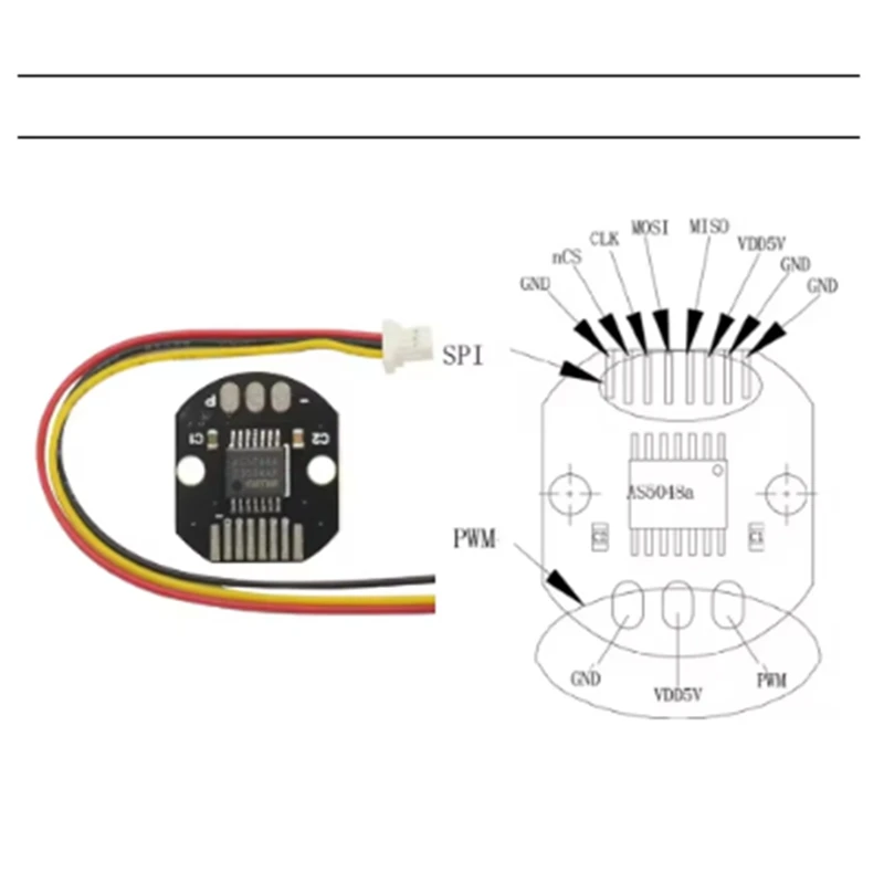 AS5048A Magnetic Encoder PWM/SPI Interface High 14 Bit Brushless Motor AS5048A Encoder SPI/ Module Board-AC17