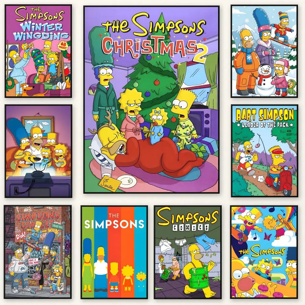 Classic Animation T-The Simpsons Poster Frameless Peel-and-Stick Removable Wall Art Print