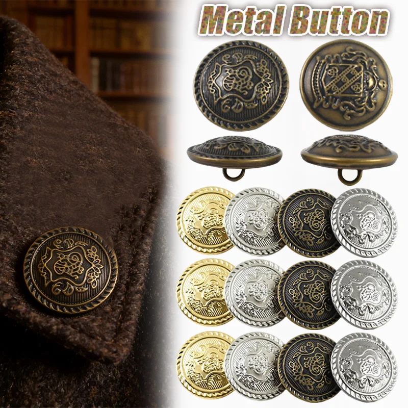 

30Pcs 12-30mm Metal Buckles Retro Decorative Buttons for Clothes Jacket Copper Shank Button Garment Fasteners Sewing Accessories