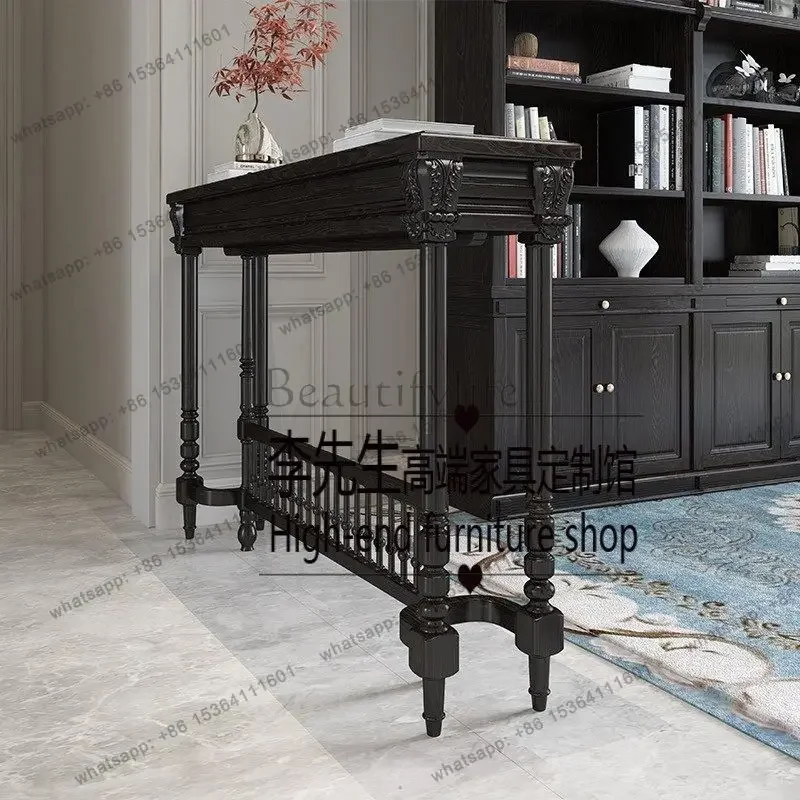 yj57 American solid wood bar foyer entrance table French retro Roman column display stand