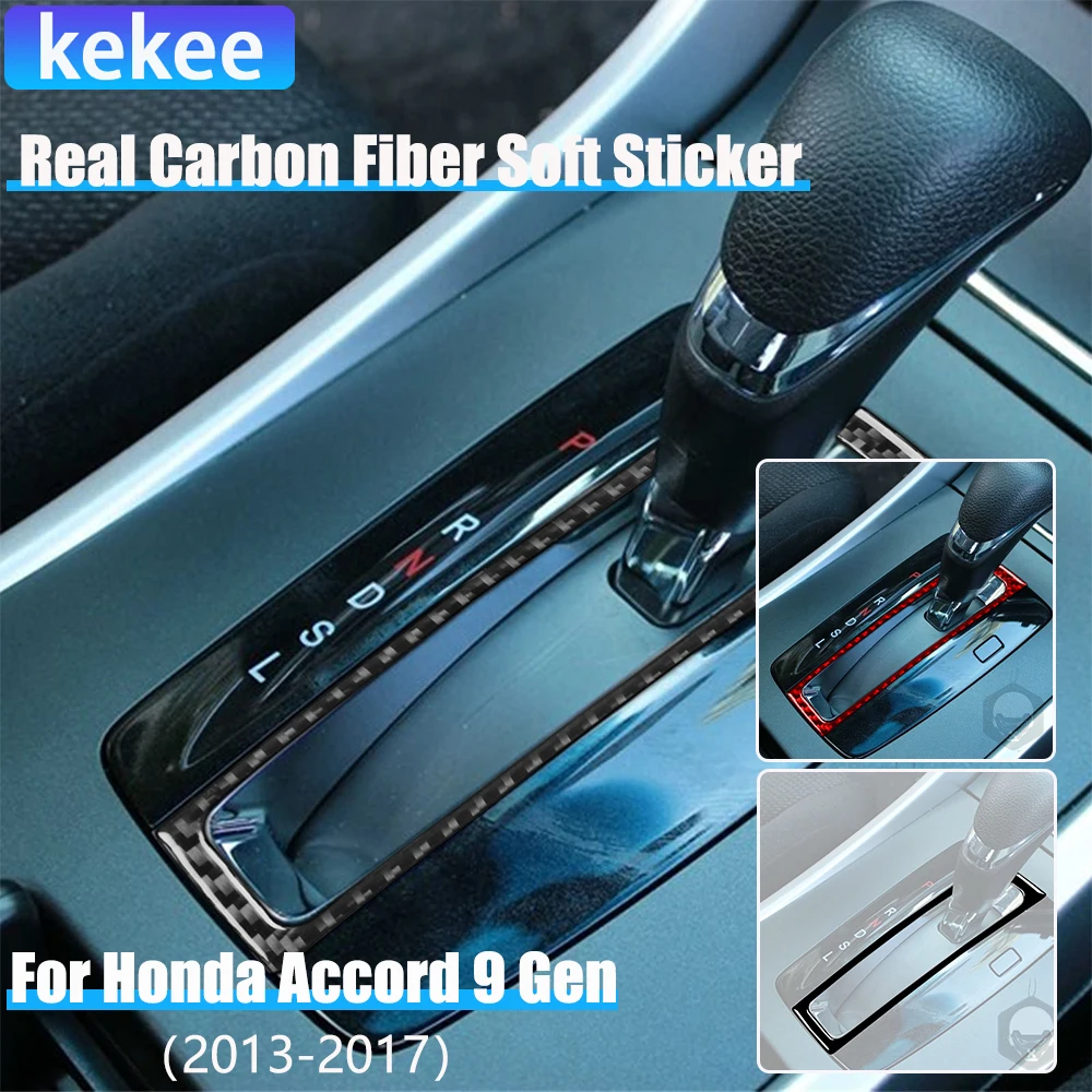 

Real Carbon Fiber Car Accessories Gear Shift Surround Interior Cover Soft Sticker For Honda Accord 9th Gen 2014 2015 2016 2017