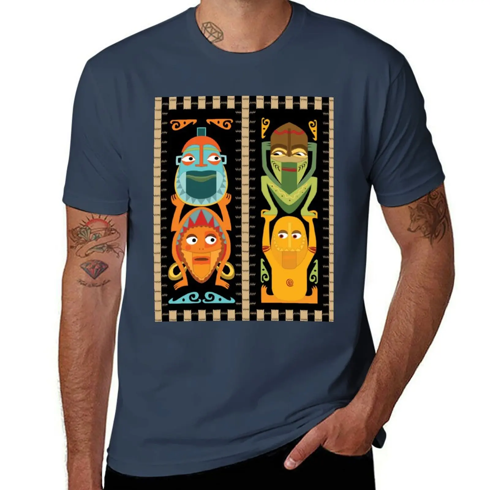 

Tropical Hawaiian Polynesian Tiki Totems T-Shirt t shirt man plain man t shirt heavy cotton funny t shirts cotton T-Shirt