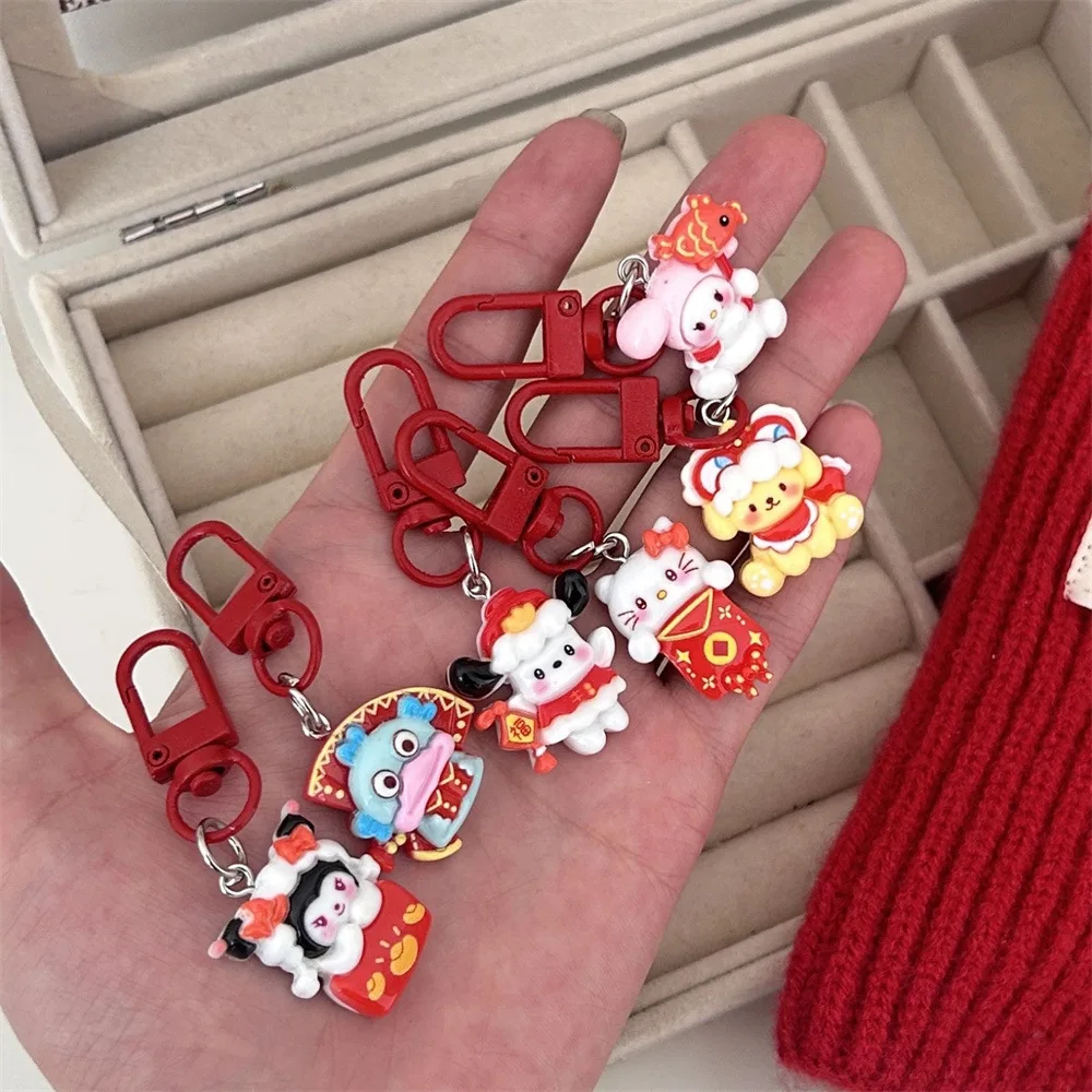 Sanrio Hello Kitty Doll Pendant Keyring Exquisite New Year Anime Doll Keychain Fashionable Backpack Decoration Accessories Gifts