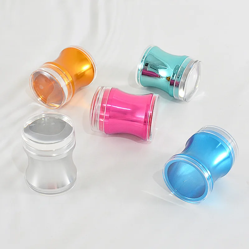 Nail art silicone stamps, electroplated large transparent stamp head, lid DIY printing tool, comes with 2 scraper tools set