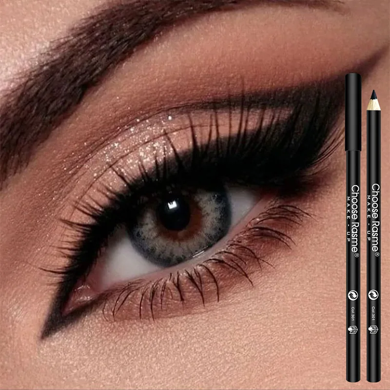 1pc High Pigmented Eyeliner Pencil Hard Refill Smooth Black Wooden Eyeliner Eyebrow Pencil Long-lasting Cosmetics Eyes  Makeup