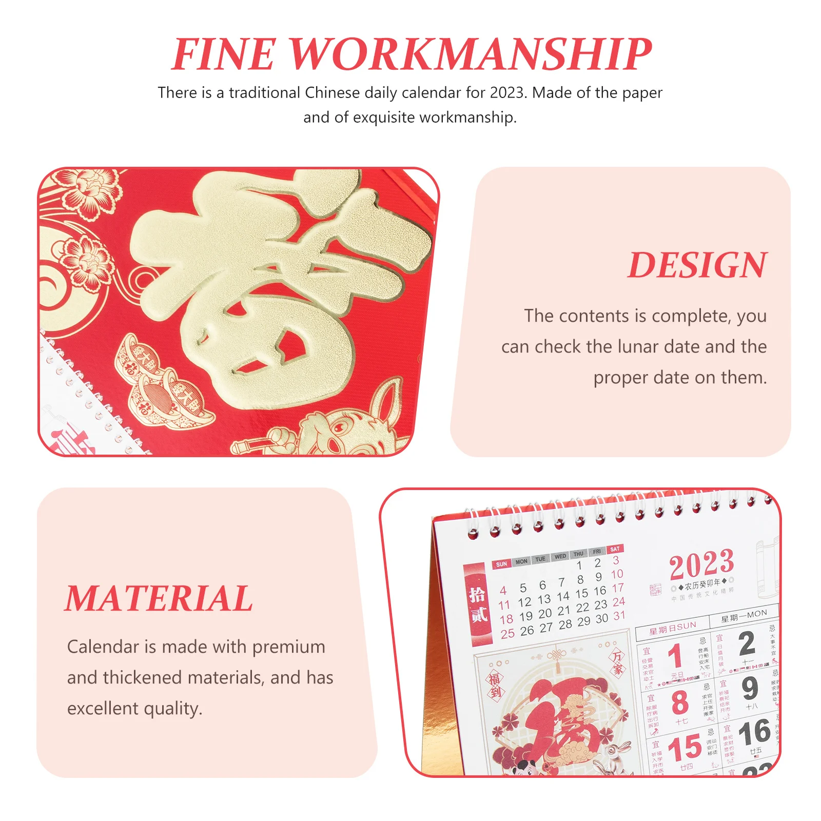 

Разрывной бумажный ежедневный календарь на 2023 год кролика, китайский лунный настенный календарь премиум-класса, домашний офис, новогодний декор