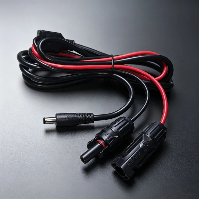 Solar Conversion Cable with Positive and Negative Branch Ends, 6.5 x mm Male Input Tip, 1.2 m Cord for Portable Energy 896C