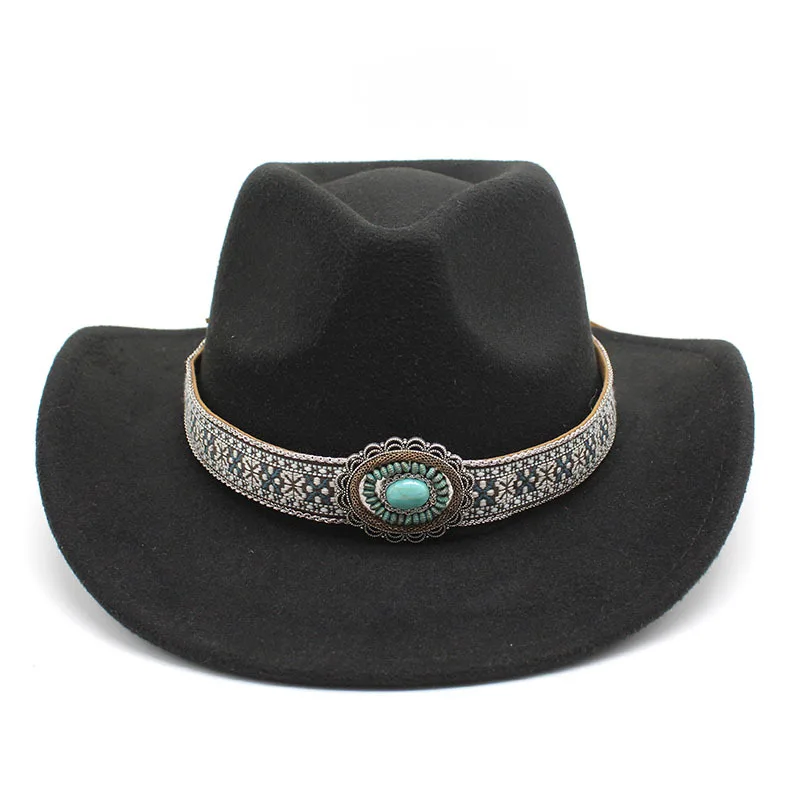 

Retro Ethnic Style Belt Summer Breathable Casual Versatile Outdoor Big Brim Sun-proof Sunshade Western Denim Top Hat