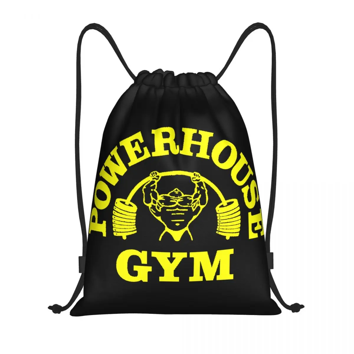 

Yellow Powerhouse Gym Drawstring Backpack Sports Gym Bag for Women Men Fitness Building Muscle Shopping Sackpack