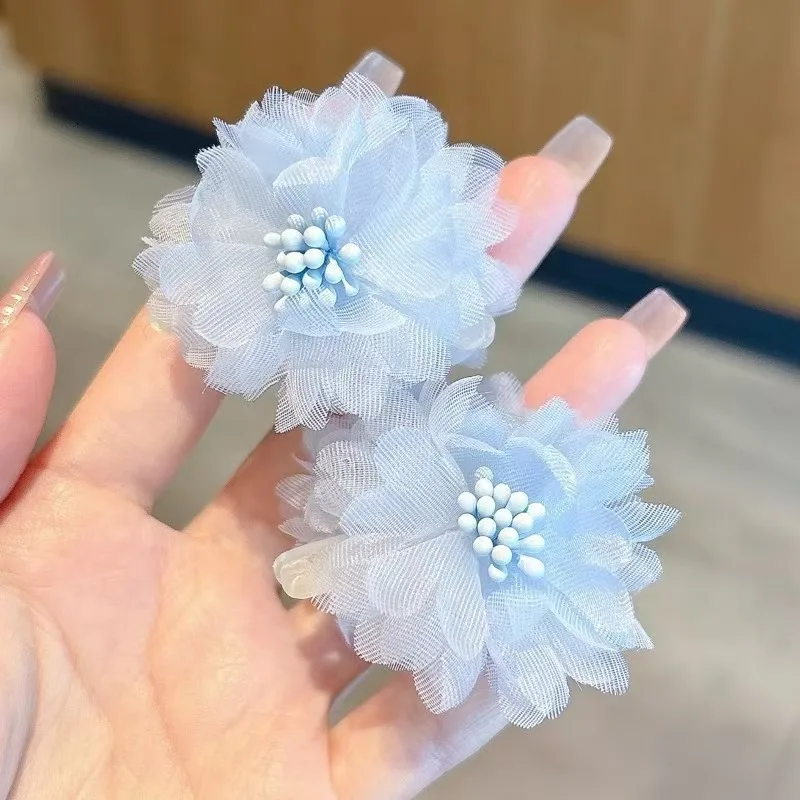 Sweet Fairy Mesh Lace Bloom Flower Petals Stud Earrings Elegant Women Girls Daily Party Earring Accessory Ornament Gift Trinket