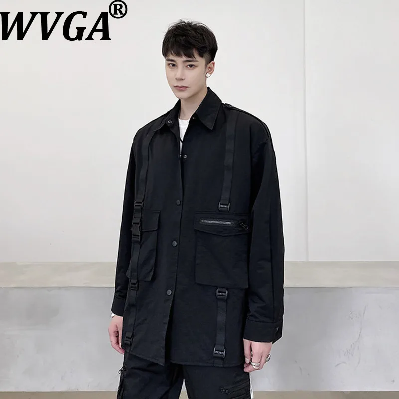 

WVGA Spring Autumn New Man Personalized Tie-dye Design Trendy Turn-Down Collar Shirts Niche Chic Casual Long Sleeved Tops W20940