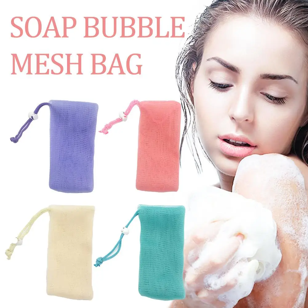 2Pcs Mesh Foaming Soap Bags Facial Cleanser Foam Bag Drawstring Shower Bubble Foam Net Bath Body Washing Cleaning Supplies