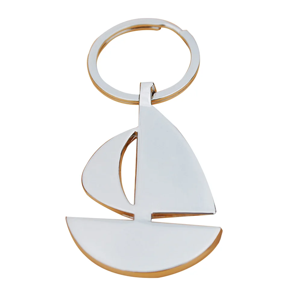 

Beautiful Keyring Simple Creative Metal Keychain Decor Sailing Boat Key Holder (Silver)