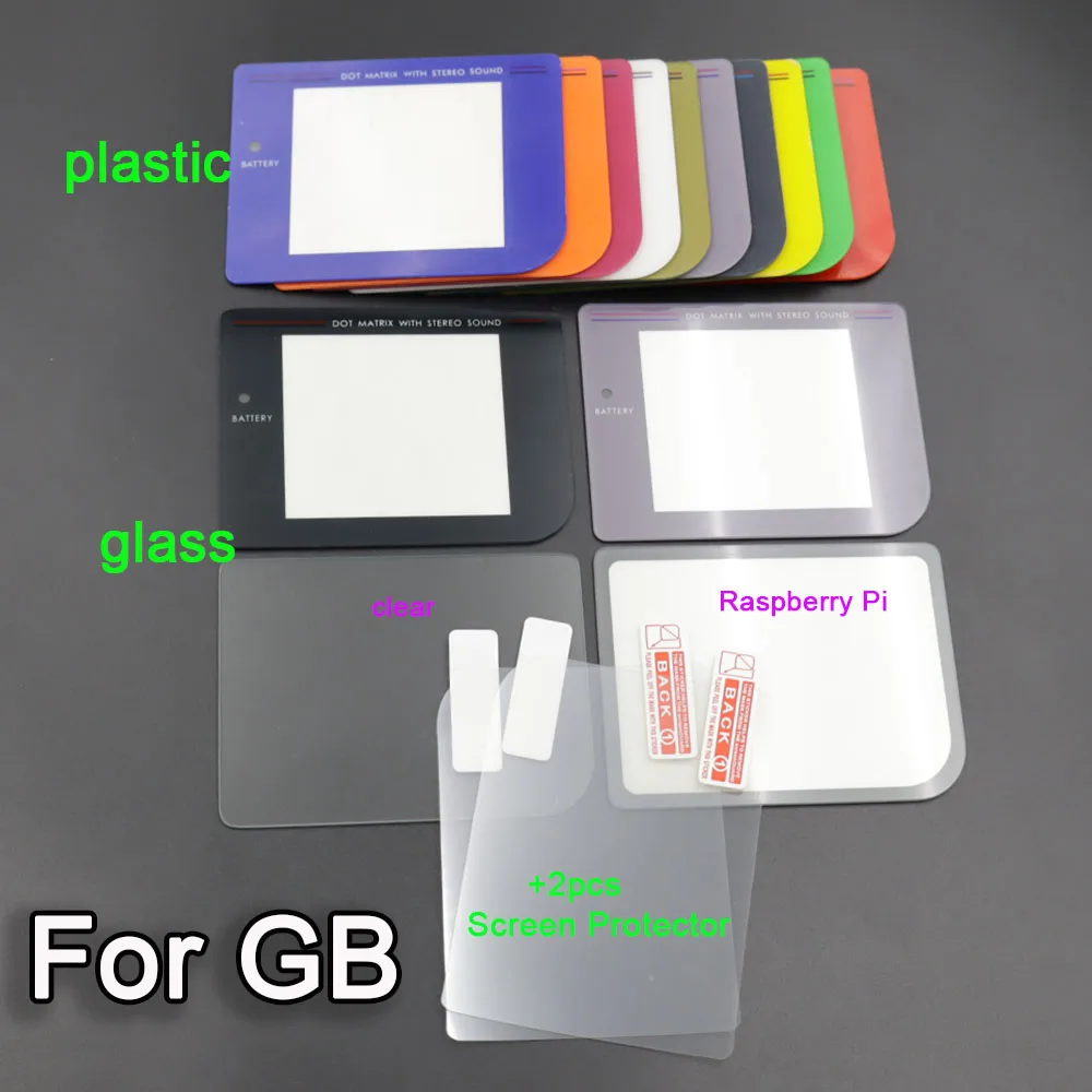 1 Set Plastik-/Glas-Displayschutzfolie für GB-Spielkonsole Bildschirmabdeckung + 2 Stück Weiche Displayschutzfolien