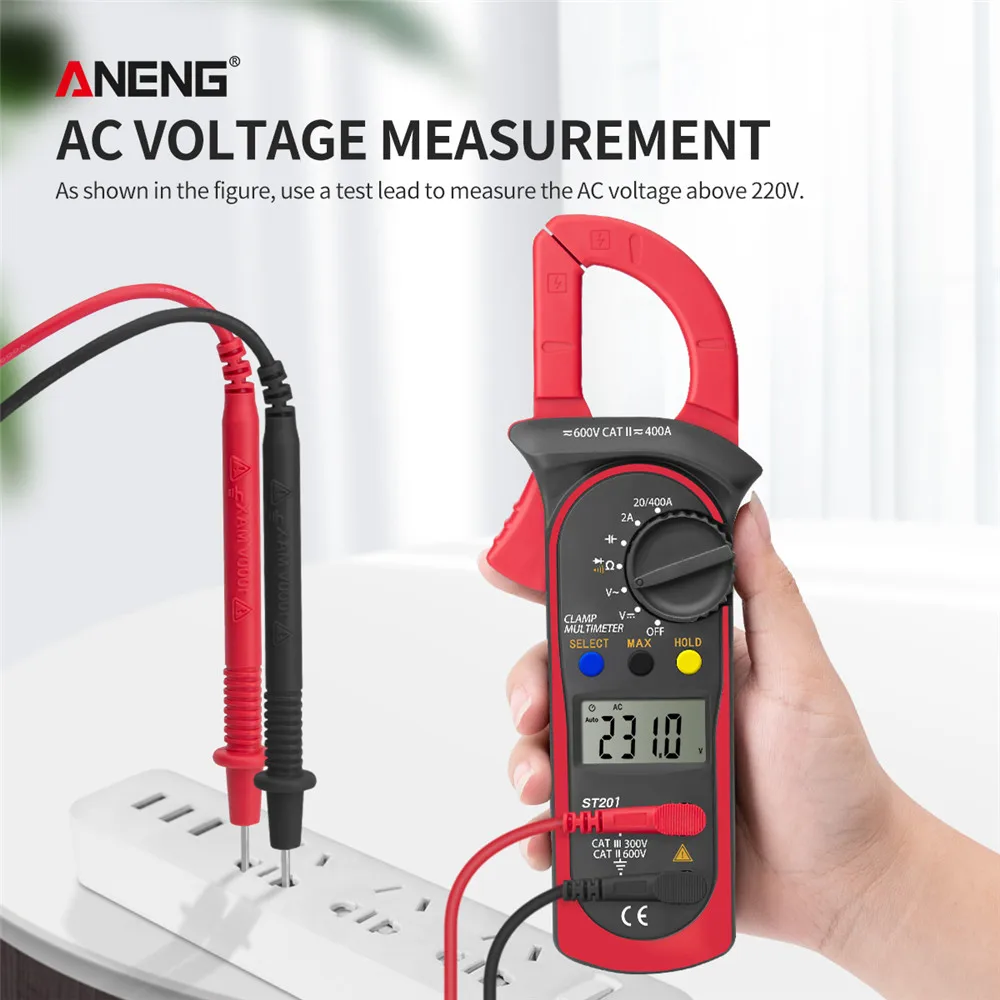 ANENG ST201 multímetro Digital abrazadera profesional amperímetro Transistor condensador probador de potencia herramientas de prueba de voltaje automotriz