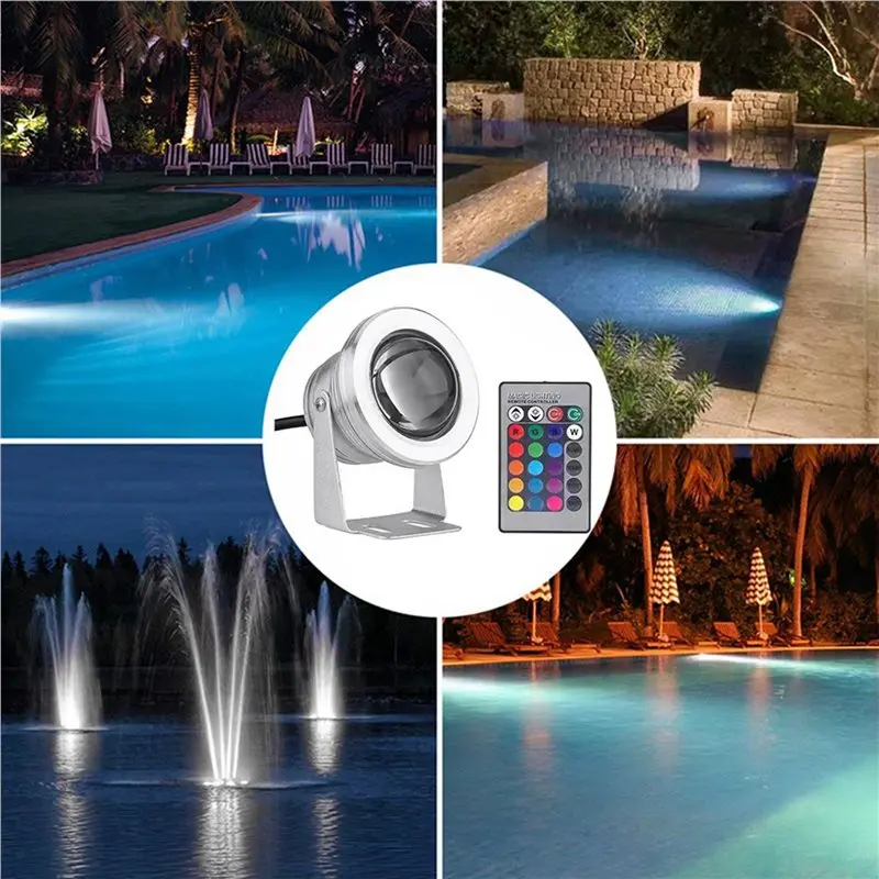 ABSE-2X Underwater Light Embedded High Voltage 85-265V LED Floodlight RGB Fountain Pool Pond Aquarium Spotlight Bulb Lamp B
