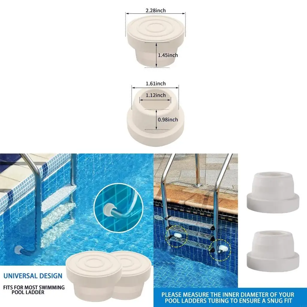 L43A 2Pcs Pool Ladder Bumpers for Inground Pool Rubber Pool Ladder End Plugs Pool