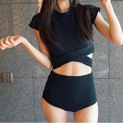 Korean Style High Waist Bikini Set Women Padded Biquini Suit Two Pieces Swimwear Swimsuit High Quality Beach Suit New