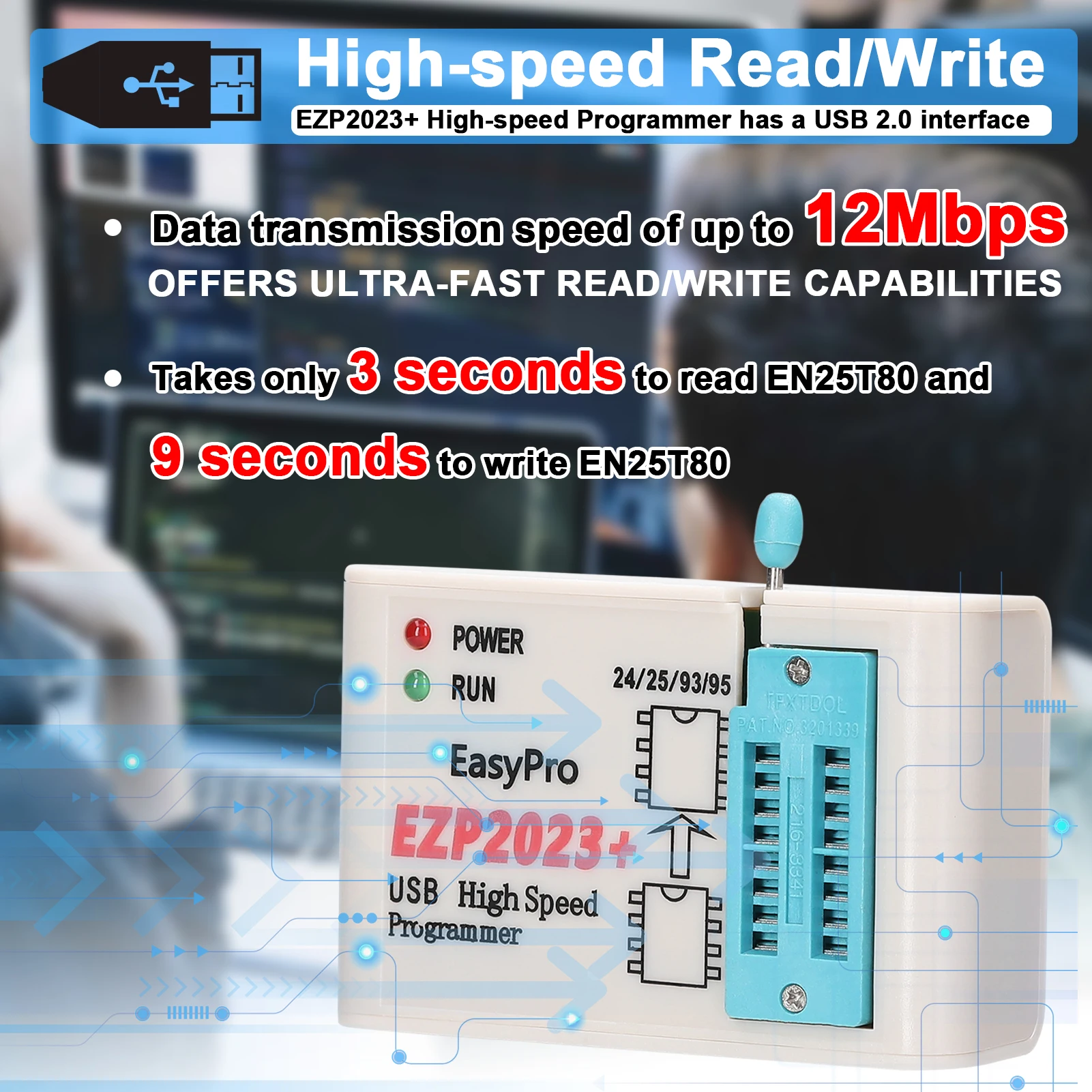 High Speed Programmer Home Appliance Repairing Product R and D Burning Test Chip with USB 2.0 Interface Support PC Software